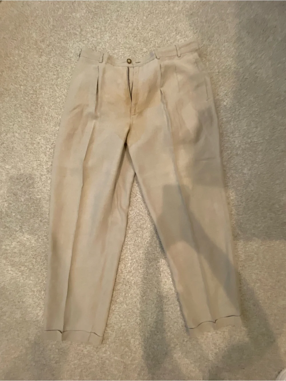Structure Men's Light Beige Pleated Dress Pants